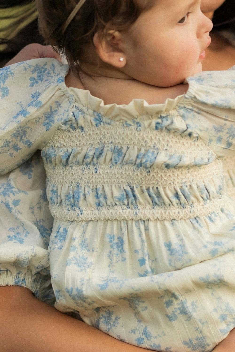 Baby Roselyn Romper in Ivory Porcelain Fleur