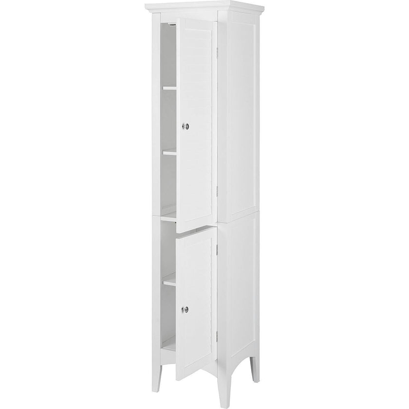 Glancy Tall Slim Free Standing Linen Storage Cabinet with 2 Louvered Doors 5 Tier Shelves