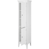 Glancy Tall Slim Free Standing Linen Storage Cabinet with 2 Louvered Doors 5 Tier Shelves
