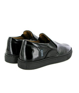 Leather Slip On Sneakers, Black & Silver