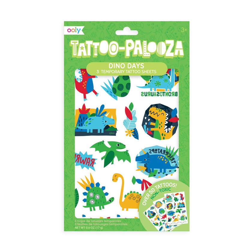 Tattoo-Palooza Temporary Tattoos - Dino Days - 3 Sheets