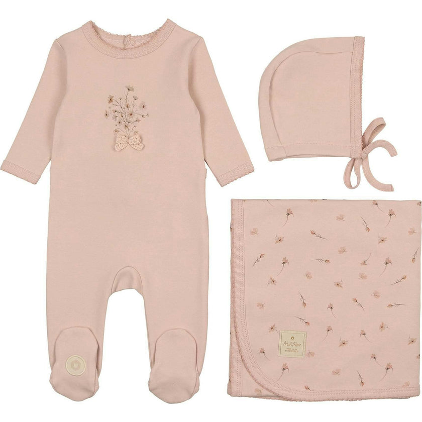 Nature's Florals Layette Set Ivory & Rose
