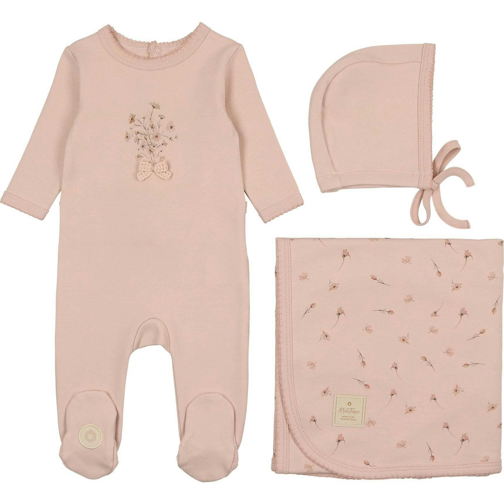 Nature's Florals Layette Set Ivory & Rose