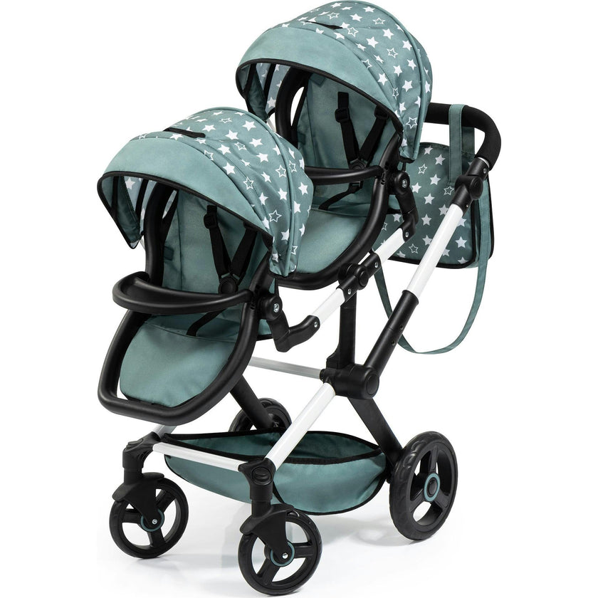 Bayer Design Dolls: Pram Xeo Twin - Green & White Stars