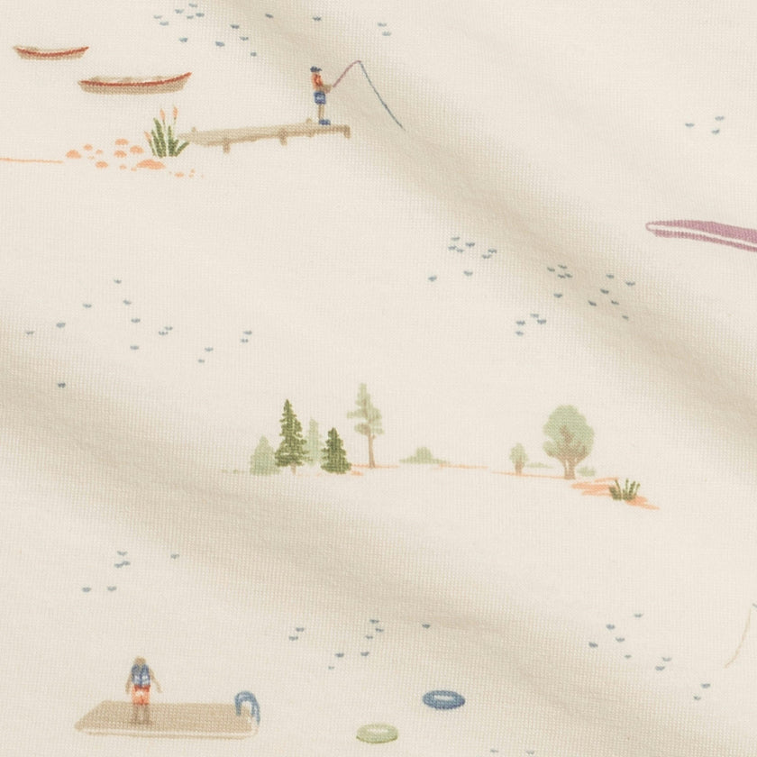 Swaddle Blanket - Lake / Barn + Mint