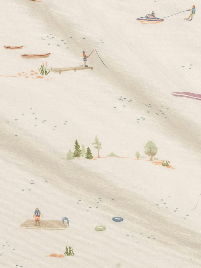 Swaddle Blanket - Lake / Barn + Mint