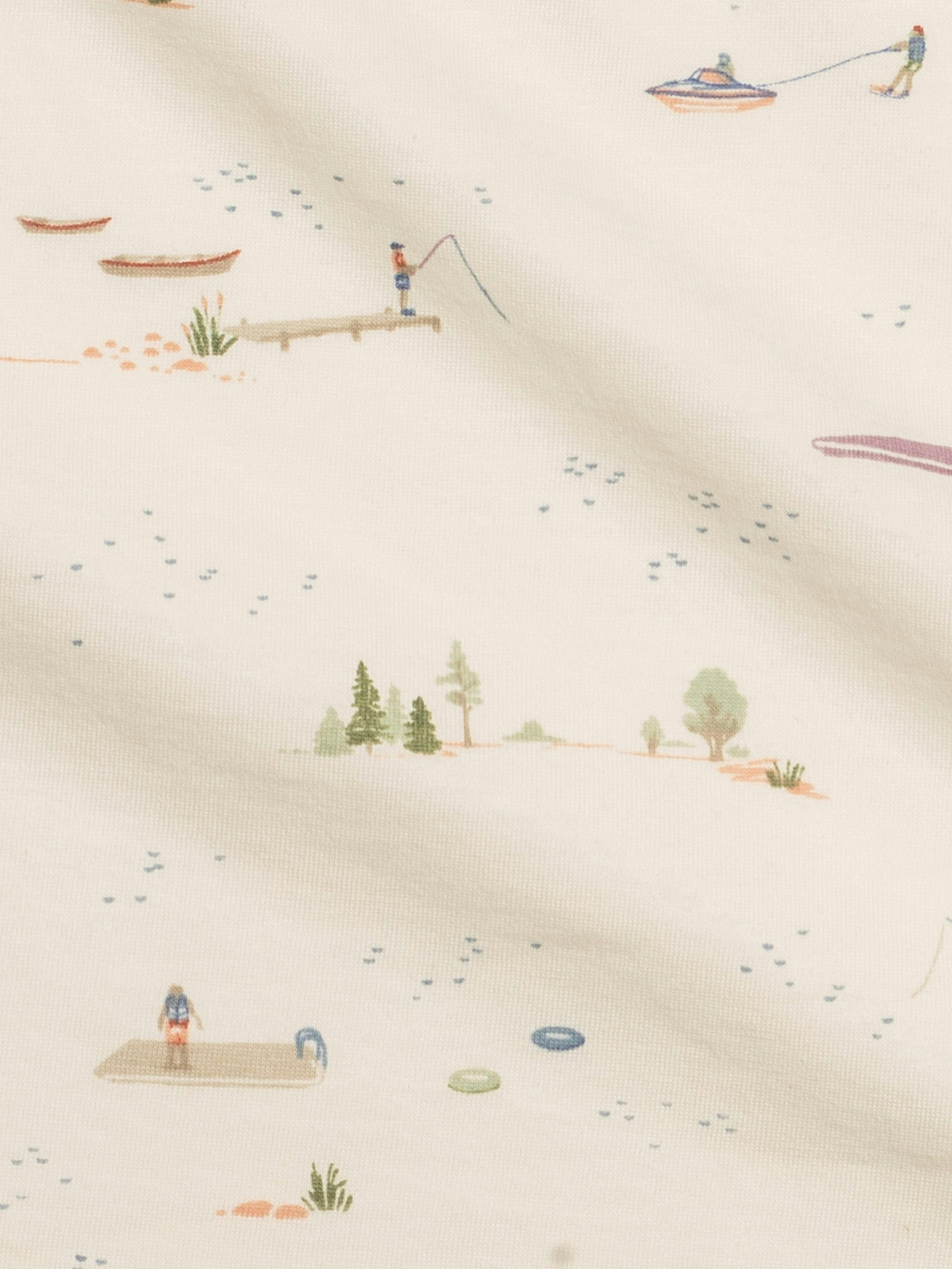 Swaddle Blanket - Lake / Barn + Mint