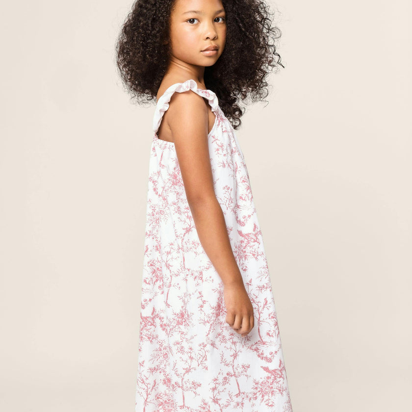 Girl's Twill Clara Nightgown in Pink Timeless Toile