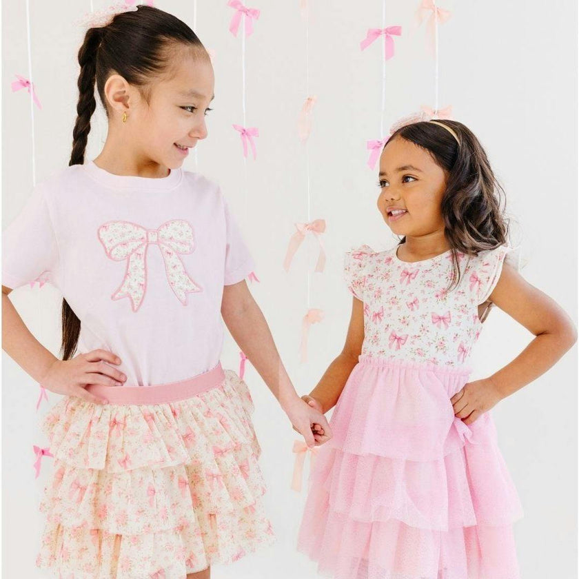 Ditsy Floral Bow Patch Short Sleeve T-Shirt
