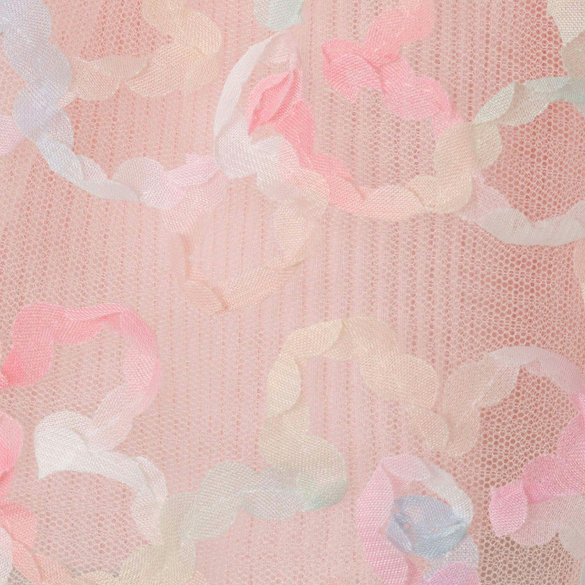 Kids Rib Knit Dress w/ 3D Floral Tulle Skirt