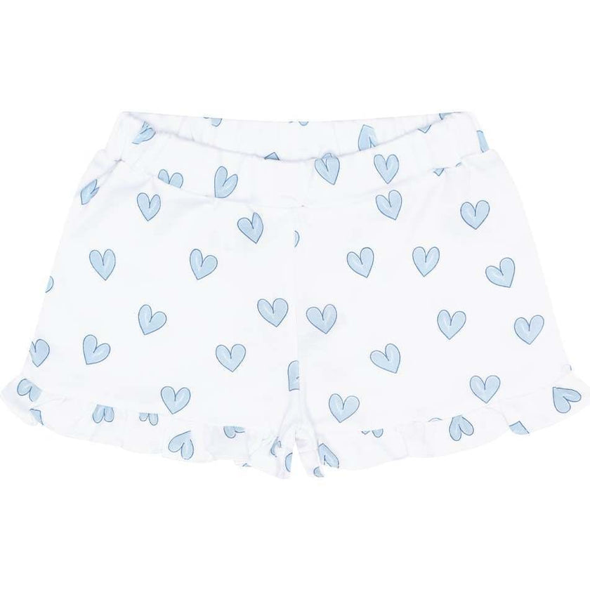 Blue Heart Print Shorts