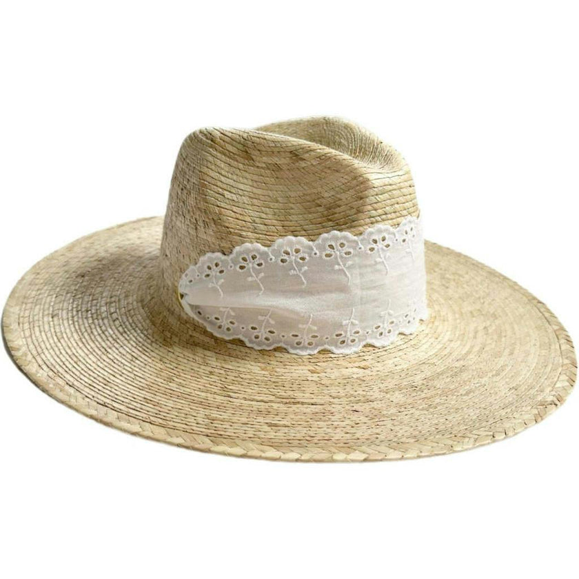 Zinnia Sun Hat - Wide & Short Lace Eyelet Ribbon