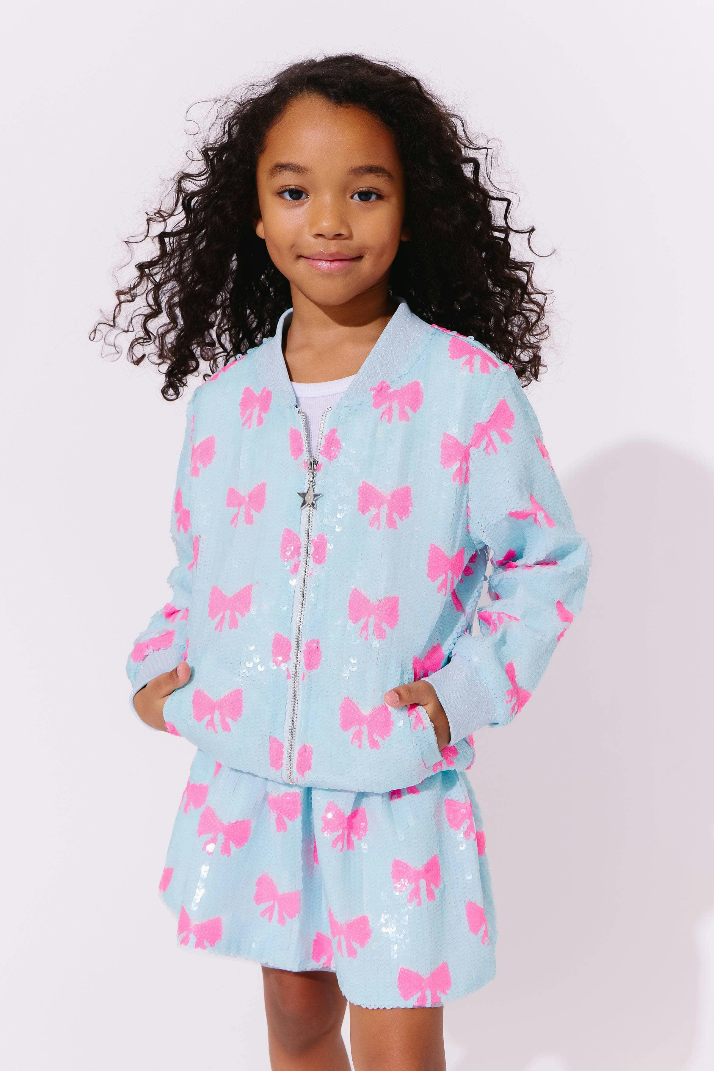 Pretty in Bows Sequin Bomber