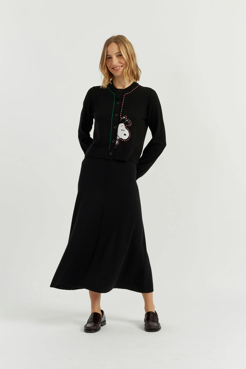 Wool-Cashmere Snoopy Peep Cardigan