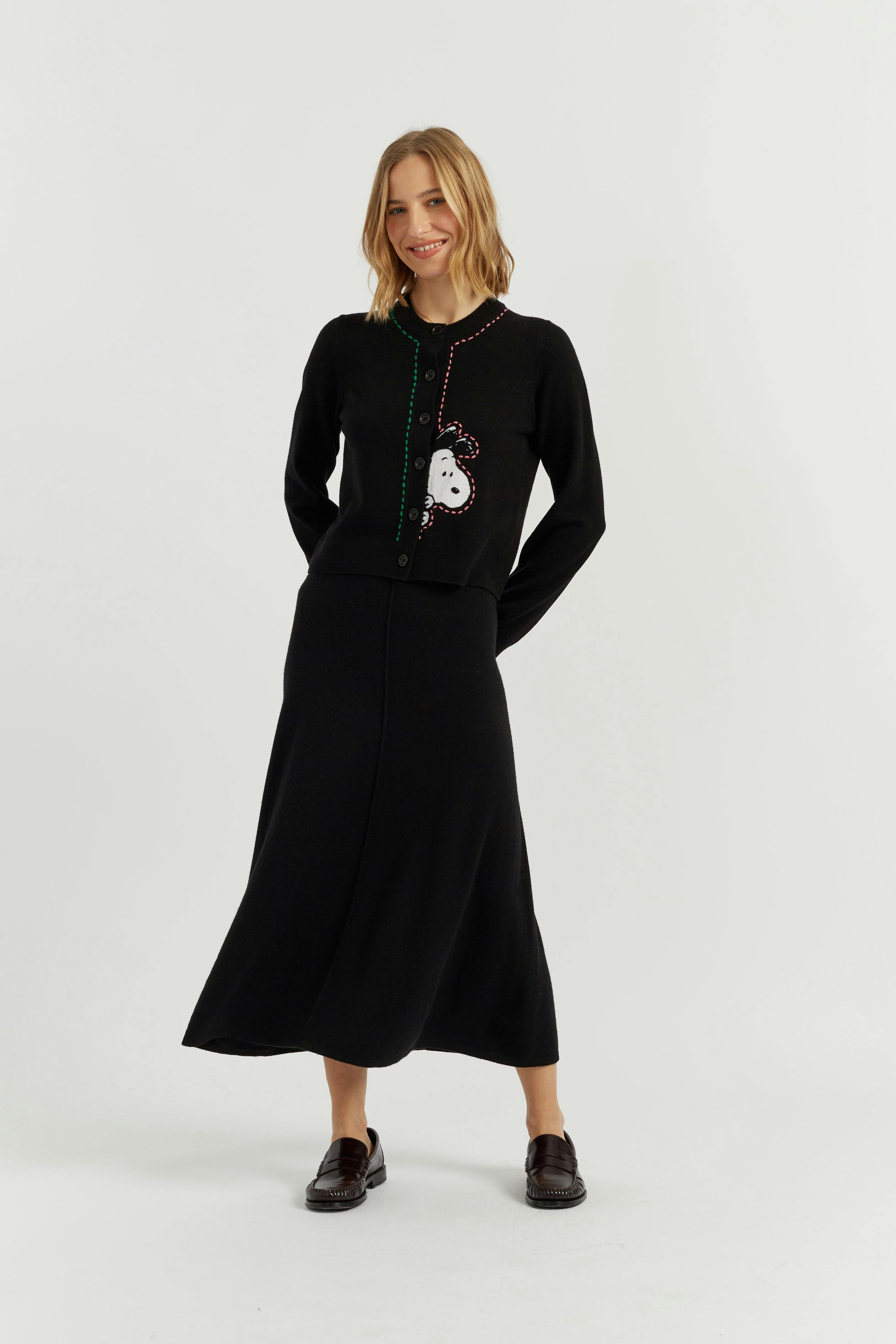Wool-Cashmere Snoopy Peep Cardigan
