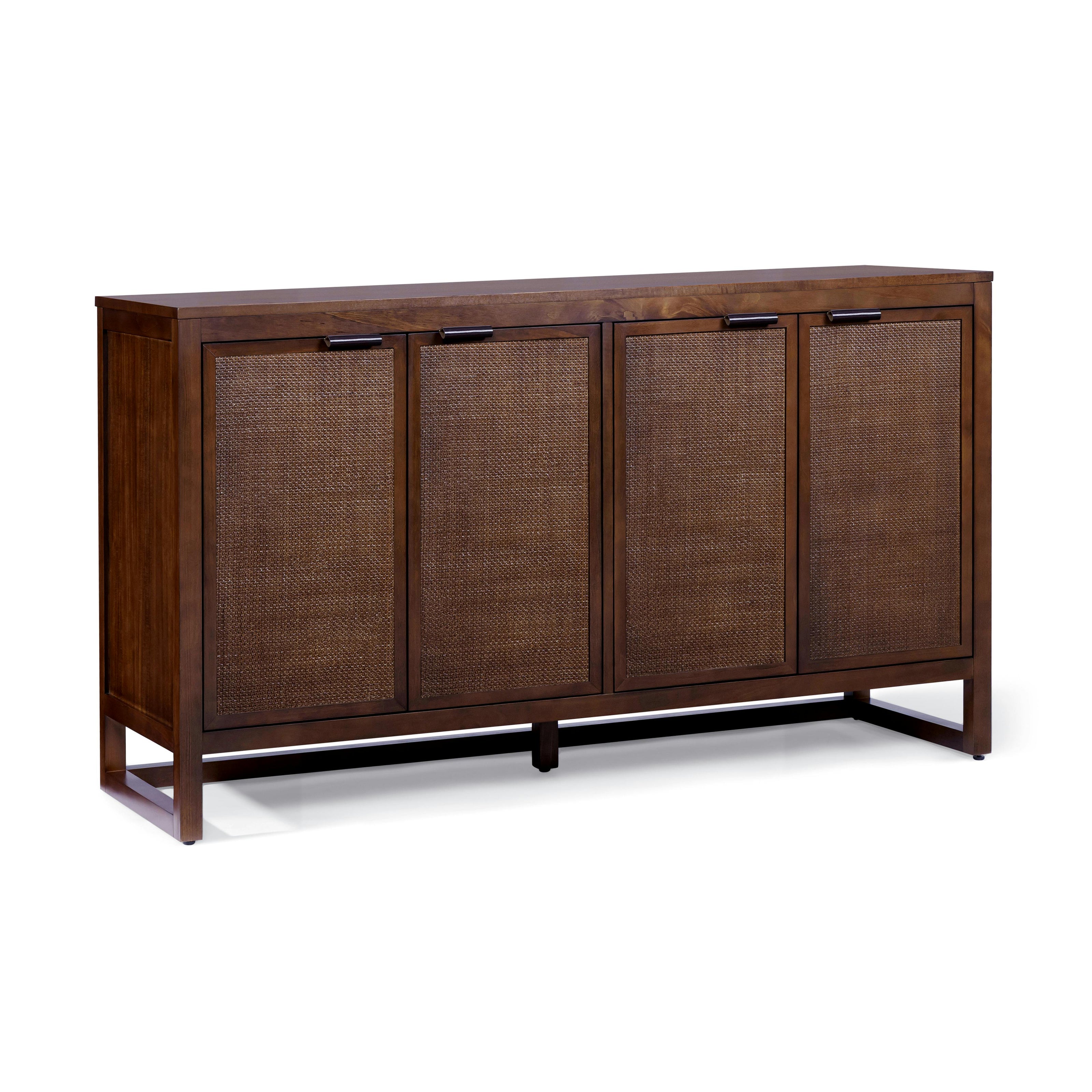 Hatteras Sideboard Cabinet with 4 Rattan Inlay Doors and Adjustable Shelf