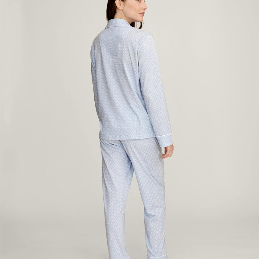 Women's Lightweight Pima Pajama Set in Periwinkle Geo