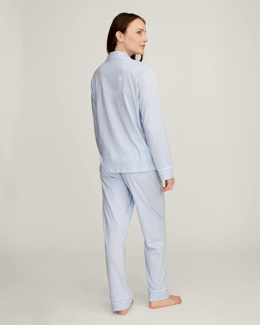 Women's Lightweight Pima Pajama Set in Periwinkle Geo