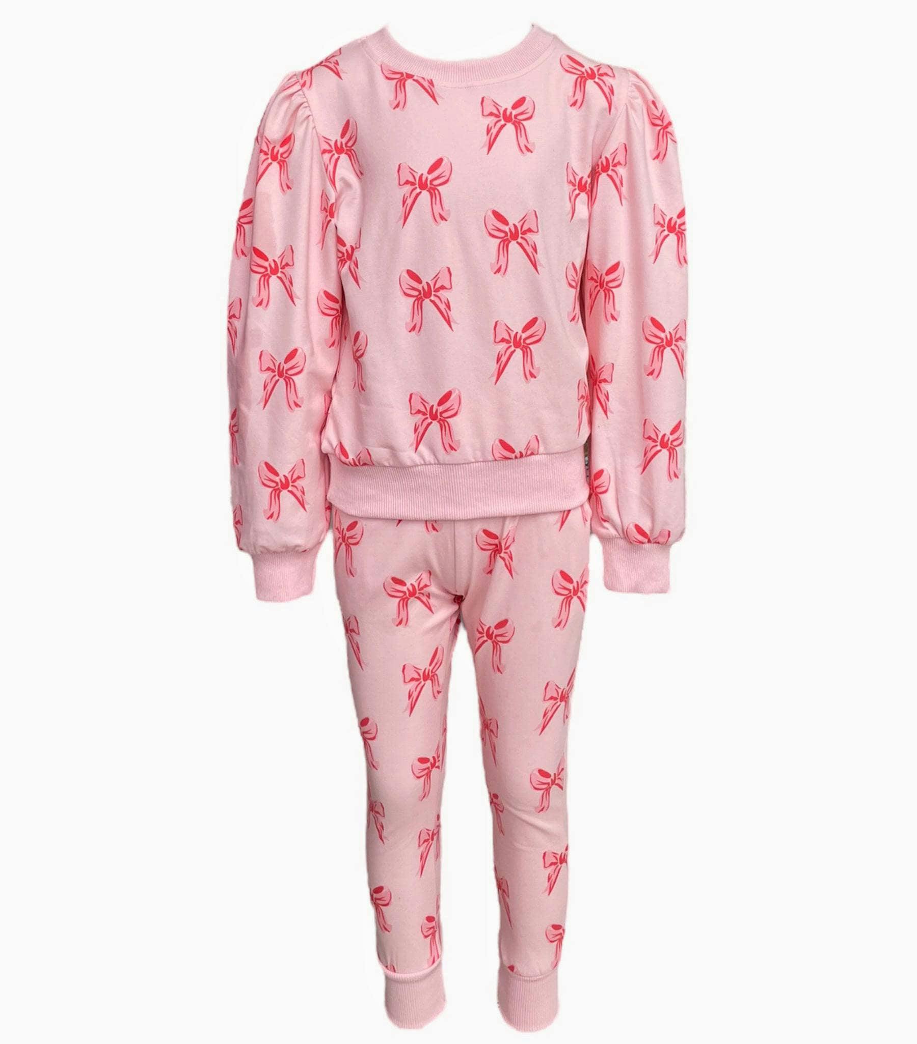 Ribbon Puff Sleeve Set Pink