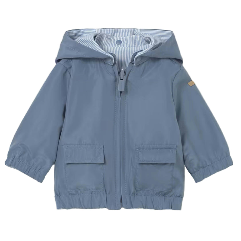Light Blue Striped Hooded Jacket