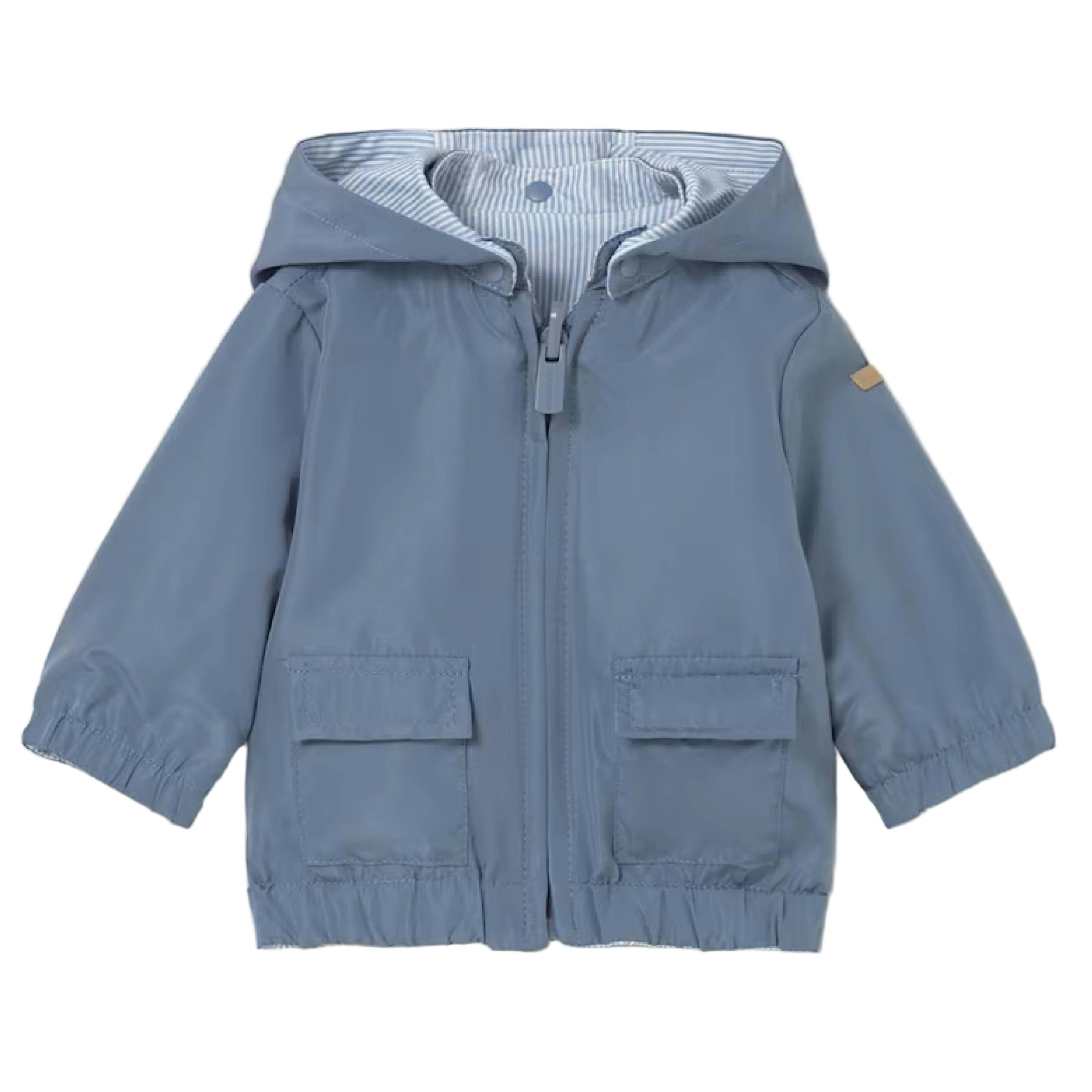 Light Blue Striped Hooded Jacket