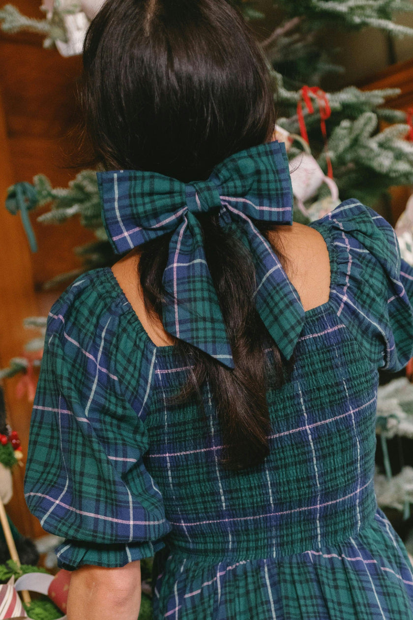 Hair Bows in Emerald Plaid