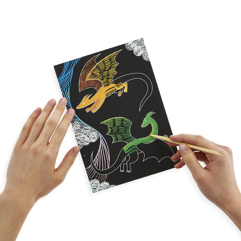 Scratch and Scribble Scratch Art Kit - Fantastic Dragon - 8 Cards 1 Sticker Sheet