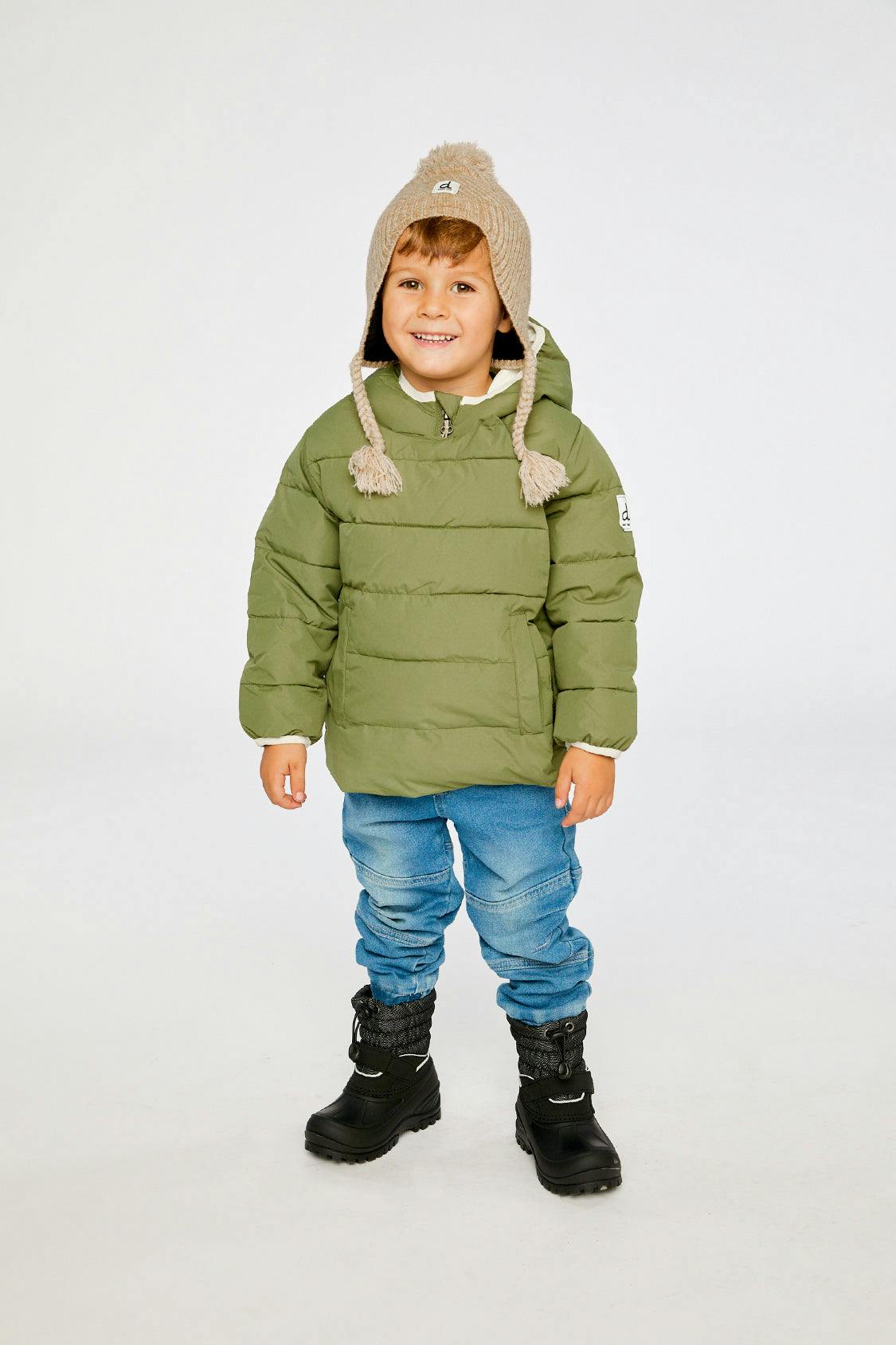 Winter Jacket Adapted For Car Seats Olive Green