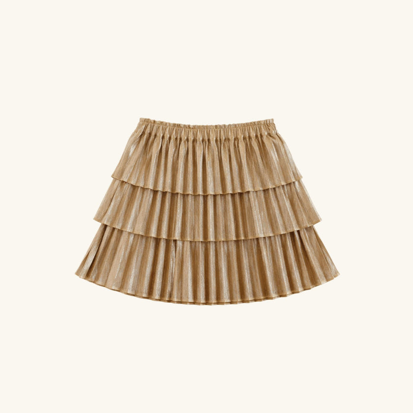 Ruffle Skirt in Gold Metallic