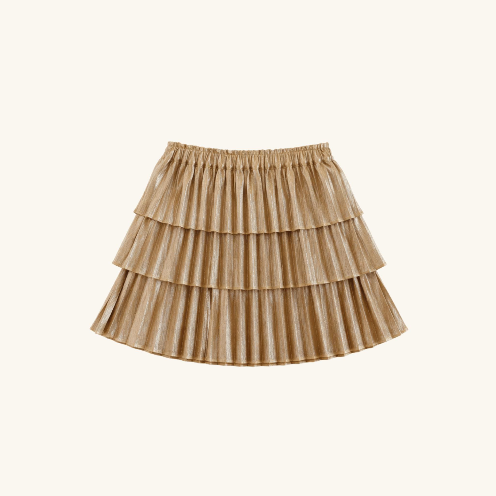 Ruffle Skirt in Gold Metallic