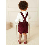 Velvet Button Detail Shorts with Braces in Burgundy (18mths-4yrs)