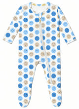 Baby Footie - Blue Smiley Dot