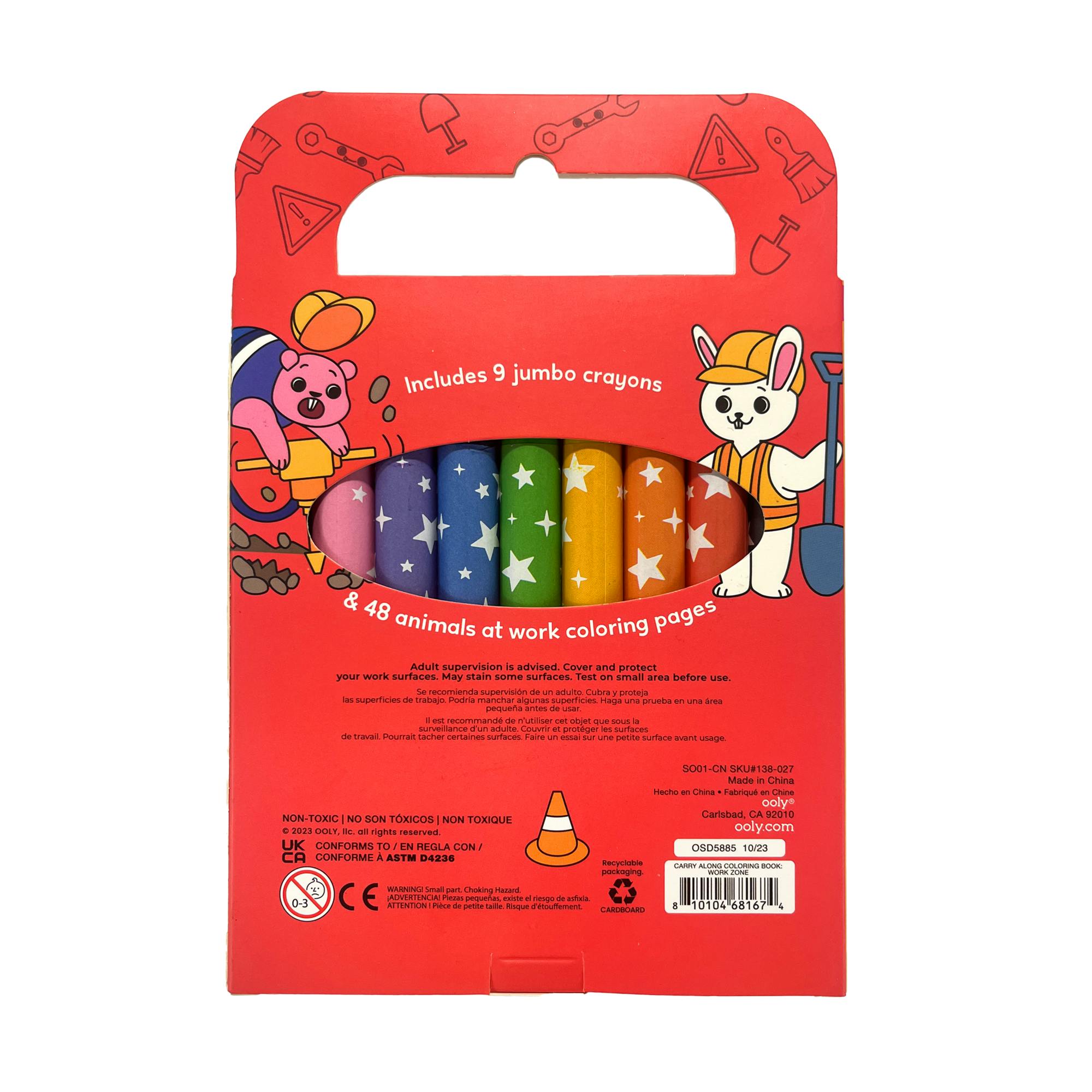 Carry Along! Coloring Book and Crayon Set - Work Zone - Set of 9 Crayons