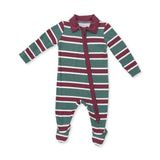 Rugby Stripe Green - Polo 2 Way Zipper Footie