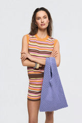 organic cotton crochete bag - violet flower