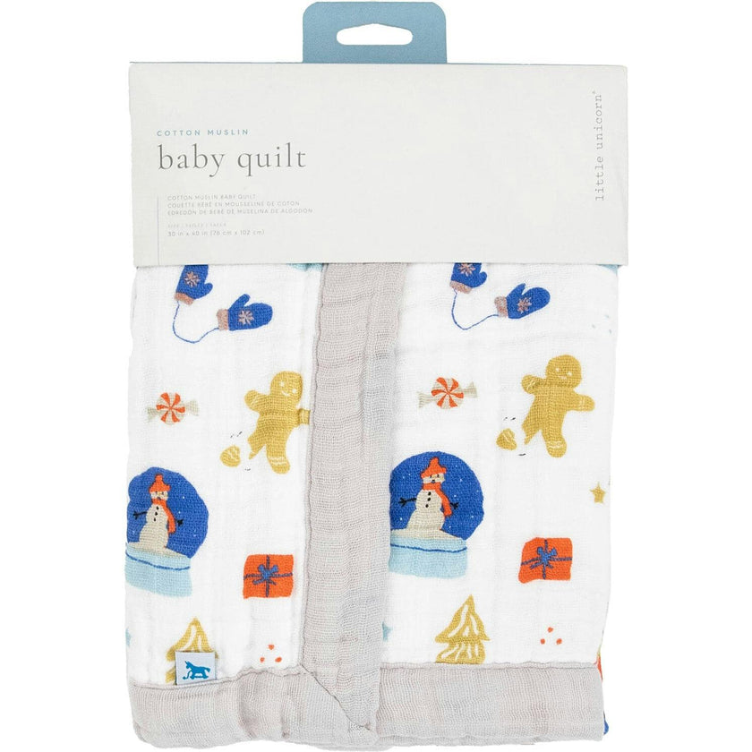 Cotton Muslin Baby Quilt - Christmas Time