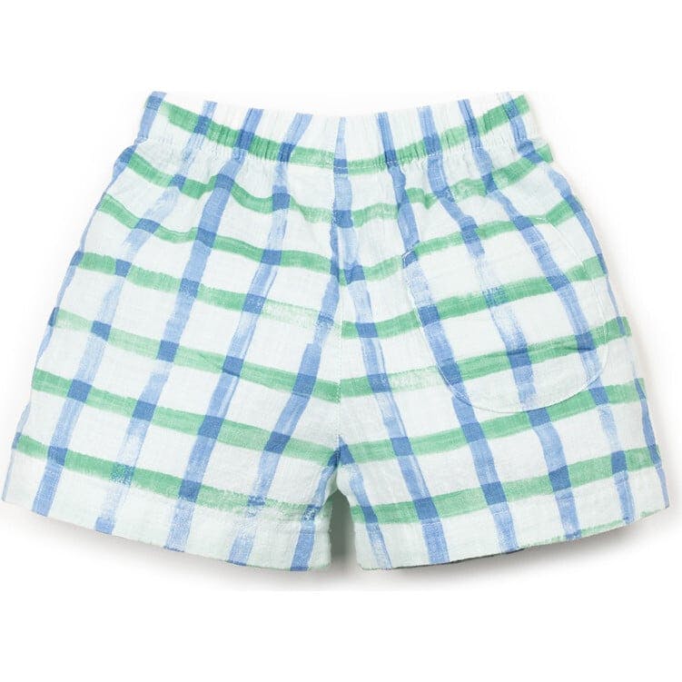 Window Pane Print Woven Shorts