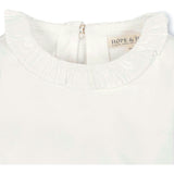 Organic Long Sleeve Ruffle Collar Knit Top, White
