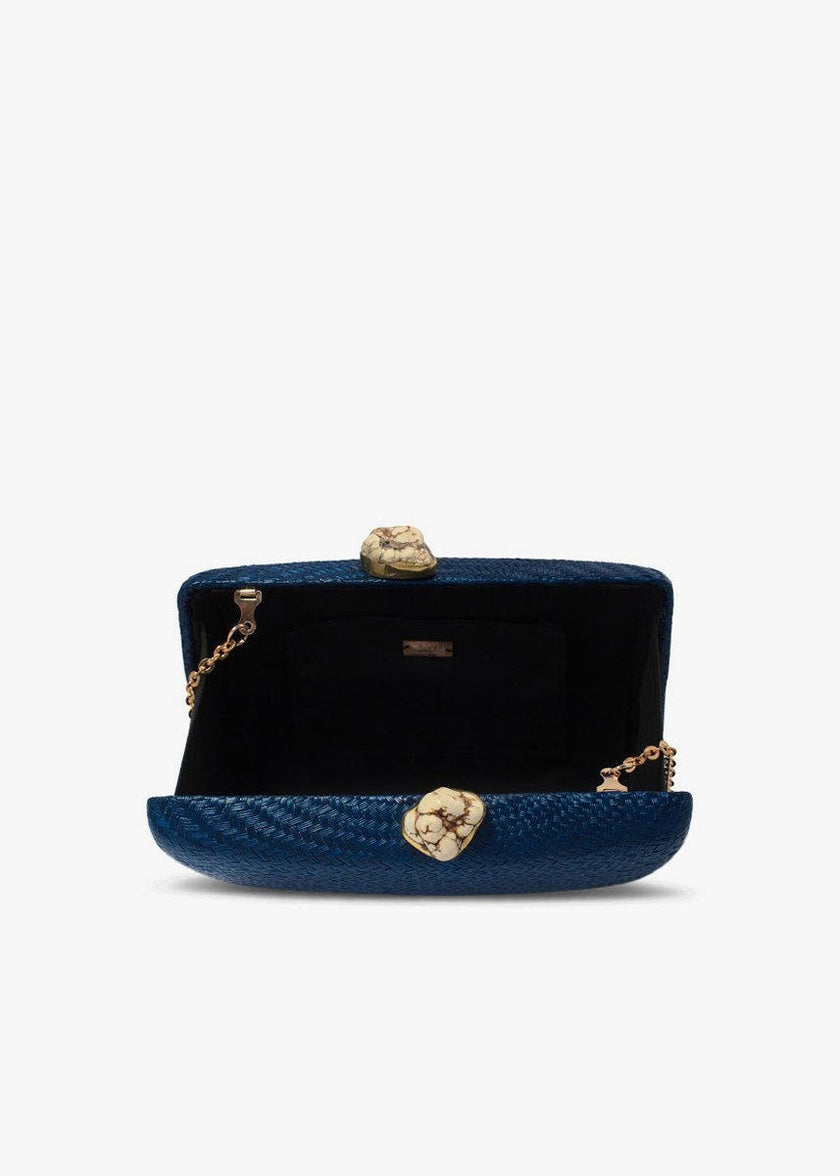 Women's Jen Straw White Stone Clutch Bag