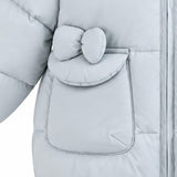 Blue Bow-Detail Puffer Jacket