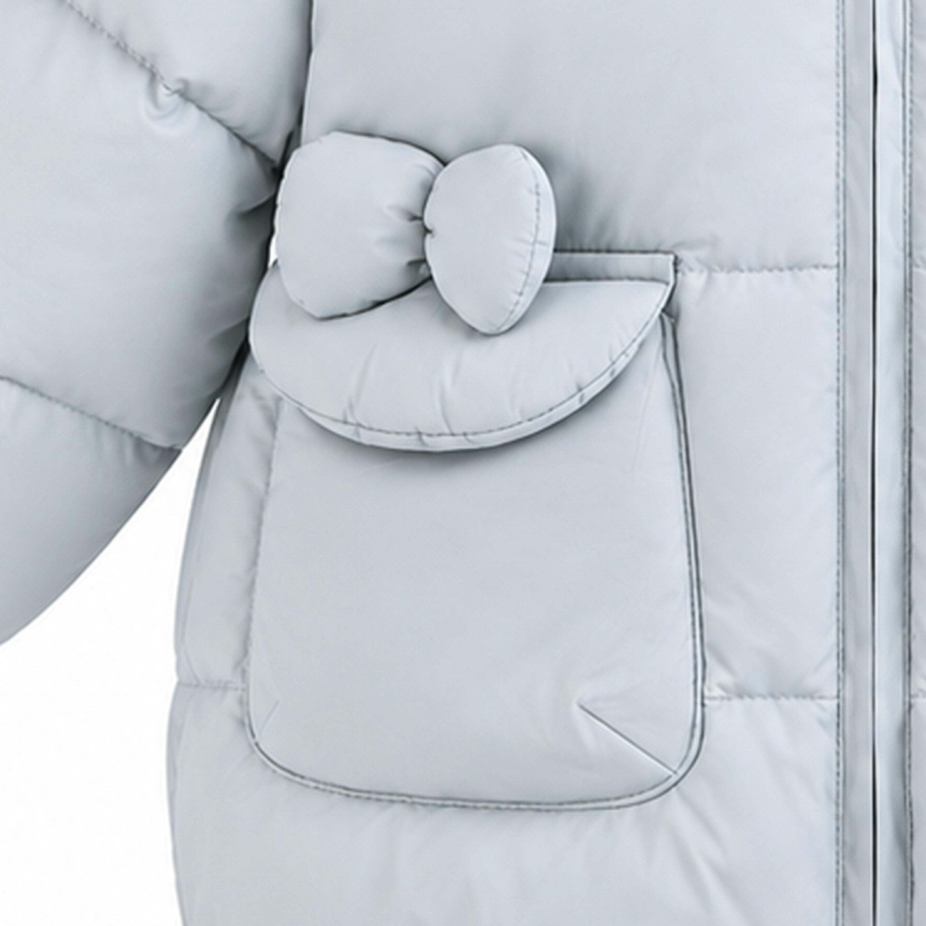 Blue Bow-Detail Puffer Jacket