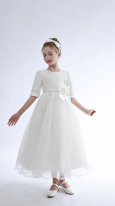 White Shannora Puff Sleeve Formal Dress
