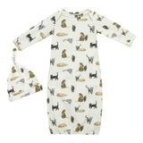 Cotton Stretch Newborn Gown & Hat Set