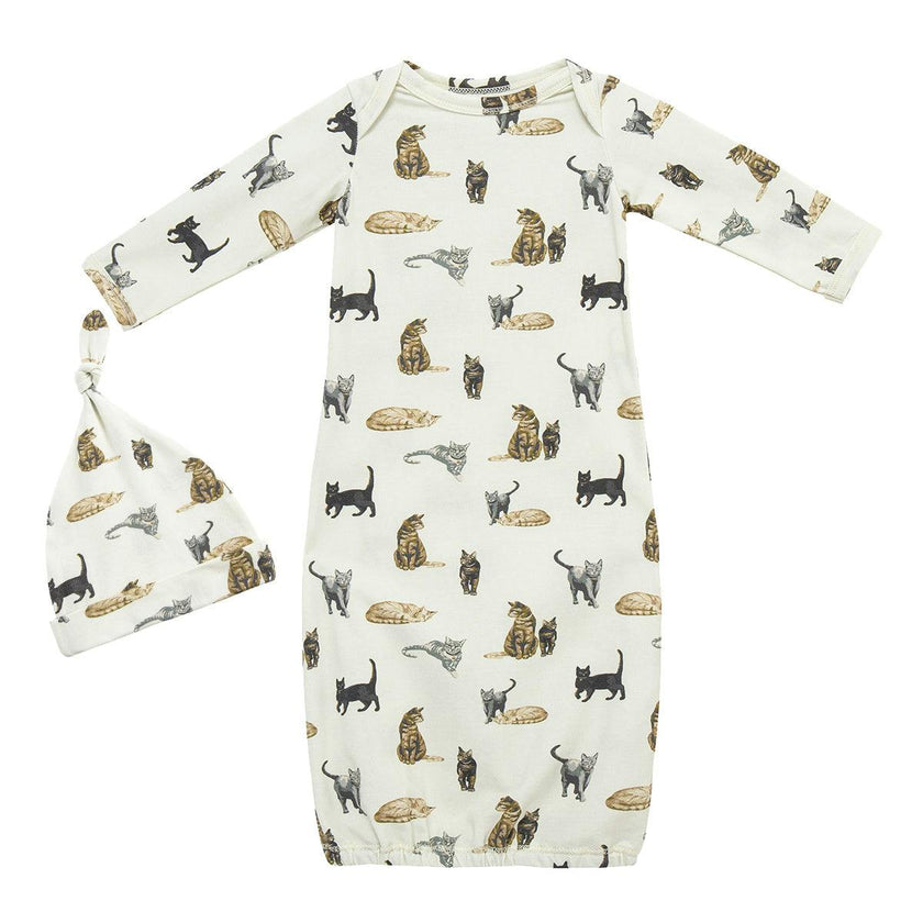 Cotton Stretch Newborn Gown & Hat Set