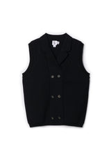 Double-Breasted Crest-Embroidered Knit Vest