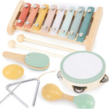 Fun Musical Instruments for Toddlers - Wooden Montessori Toy Gift for Babies & Kids 1-3 - Explore Sounds Through Play - Incl. Xylophone