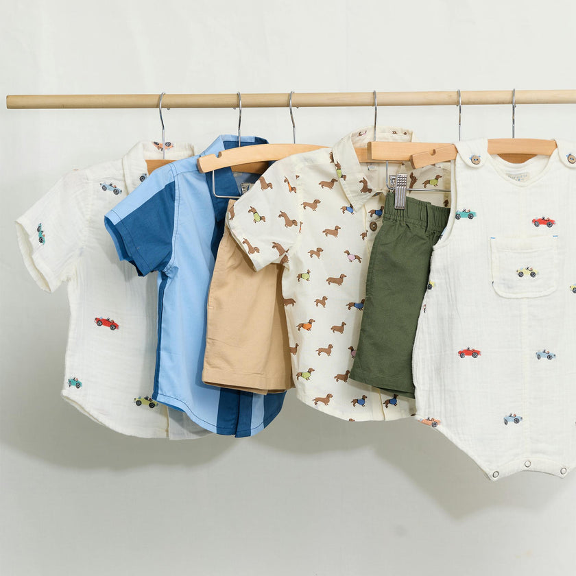 Multi Boys Jack Shirt - Vintage Car Embroidery