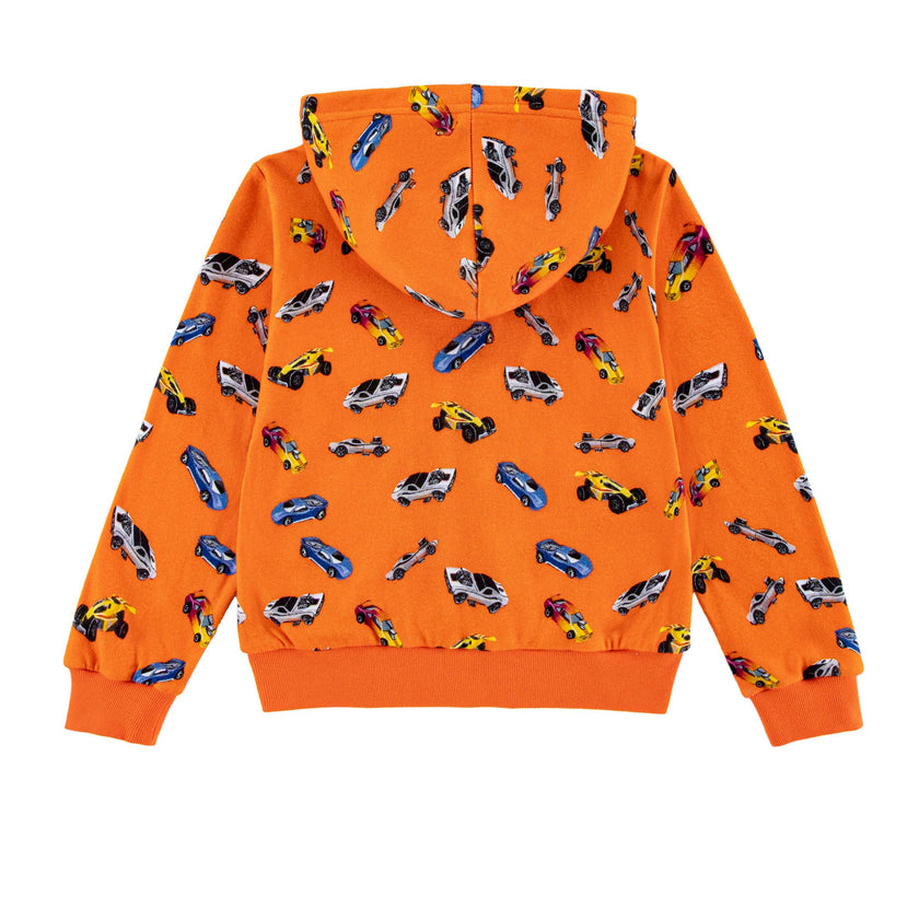 Soft Fleece Zip Up Hoodie, Orange Hot Rod