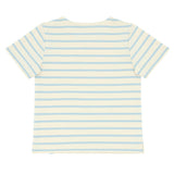 Unisex Cream And Powder Blue Stripe Boatneck Tee