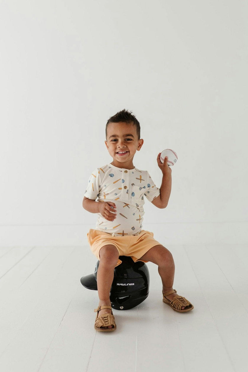 Boys Short Sleeve Henley Shirt in Construction